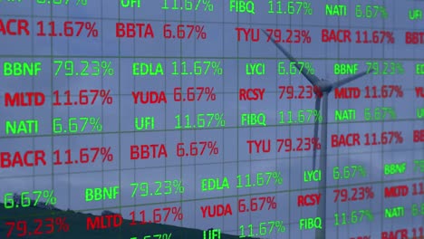 Animación-Del-Procesamiento-De-Datos-Financieros-Sobre-Turbinas-Eólicas-Contra-El-Cielo-Azul