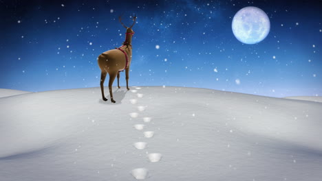 rudolph de pie en una colina nevada