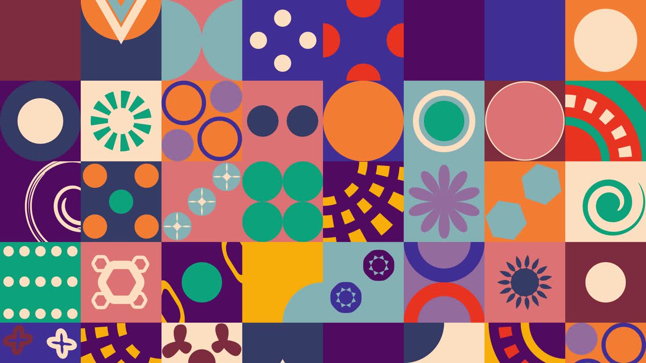 The background consists of a group of Animated shapes, After effect