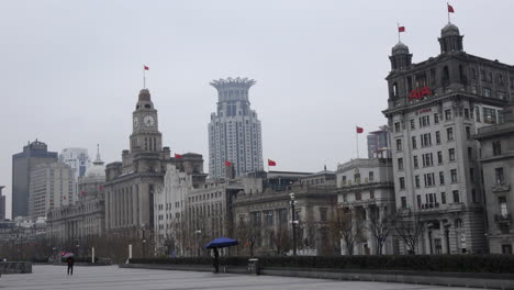 the bund in shanghai china on cloudy day