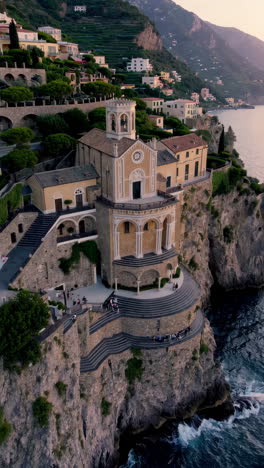 coastal church on cliffs of the amalfi coast