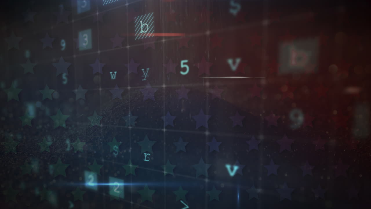 animación de advertencia de ataque cibernético sobre estrellas en fondo negro