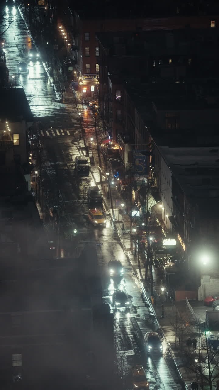 Rainy Night City Street View