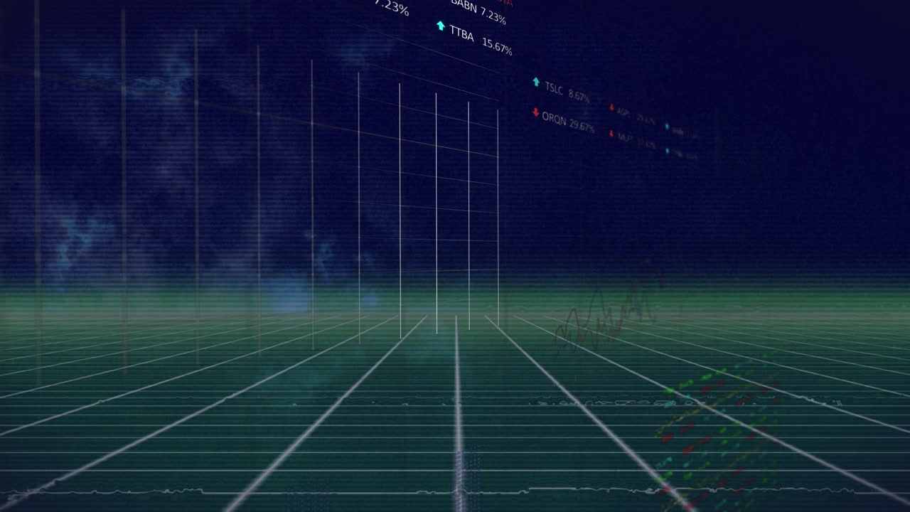 Animation of data processing on blue background