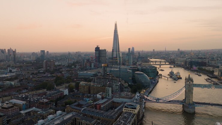 horizonte de londres ao pôr do sol