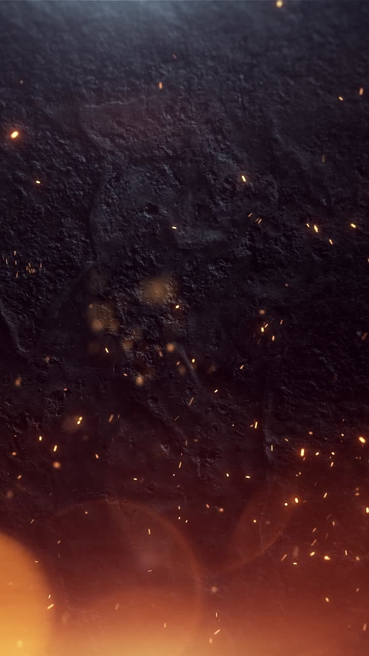Fiery Sparks and Embers Rising Against Dark Textured Background
