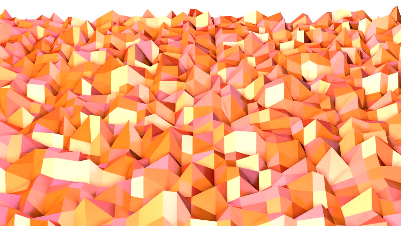 abstracto simple rosa naranja baja poli superficie 3d como fondo de alta tecnología. suave geométrico bajo poli fondo de movimiento de desplazamiento puro rosa narenja polígonos rojos. fondo de bucle sin costuras 4k fullhd
