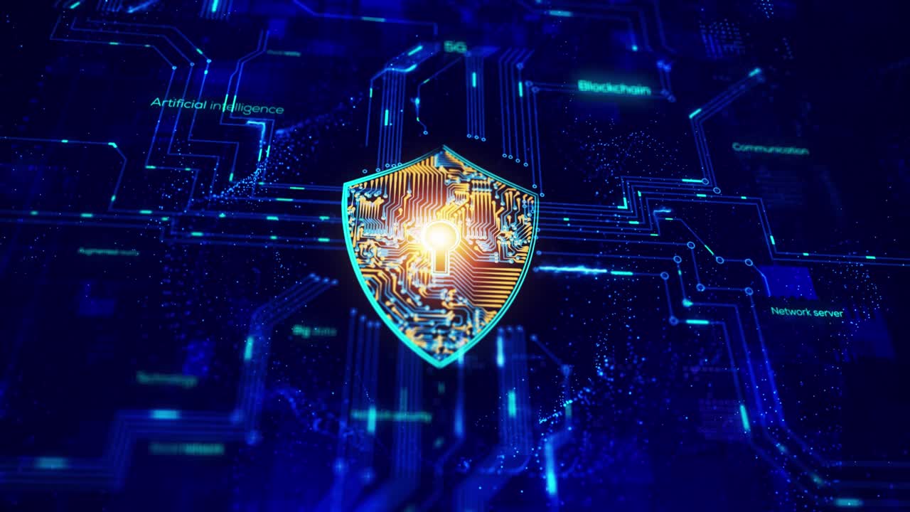 Security icon on the digital code technology background