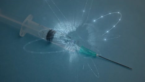 animation of globe with connections and syringe