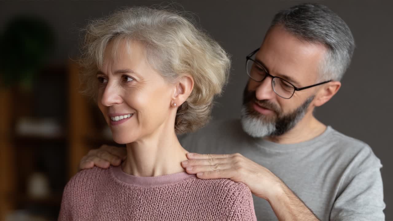 A Loving Couple Shared a Tender Moment, Emphasizing Connection and Care with a Relaxing Massage in a Warm, Cozy Environment, Radiating Joy and Comfort