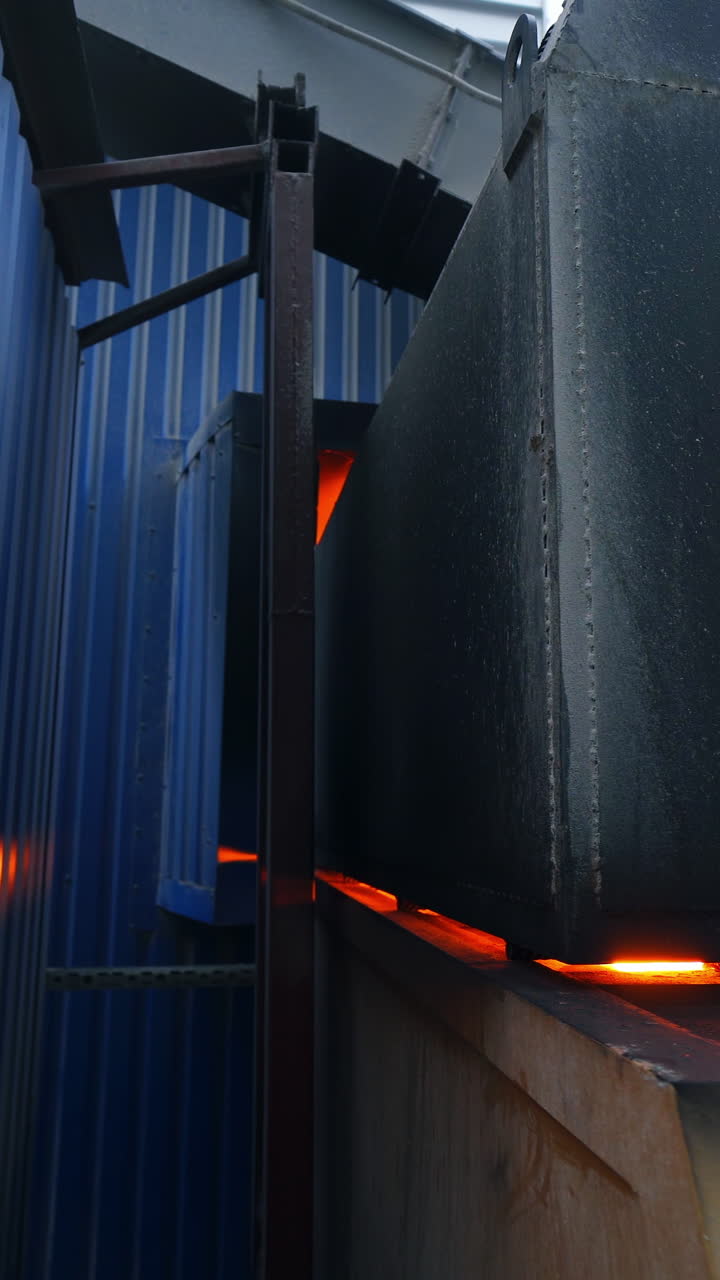 Part of solid fuel boiler, close up. Part of solid fuel boiler, close up. Energy savings concept. Vertical video