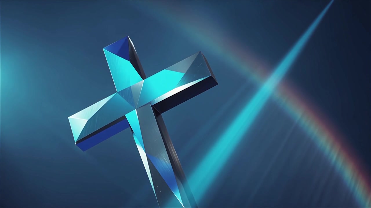 Croce Cristiana Luce Celestiale Sfondo per il Culto.