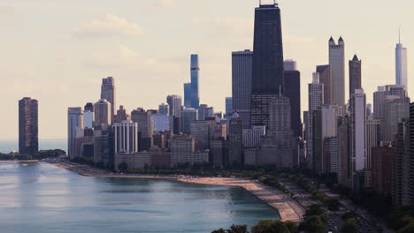 chicago skyline view from lake michigan