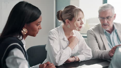 business team collaborating in an office meeting