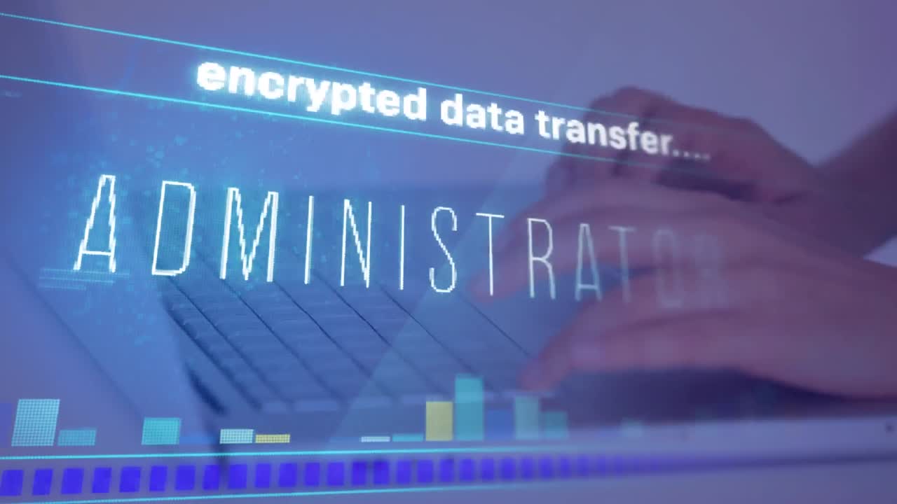 Animation of data processing over businesswoman in office