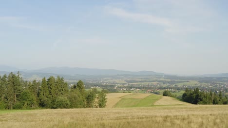 a stunning view in poland with meadow mountains background - wide view