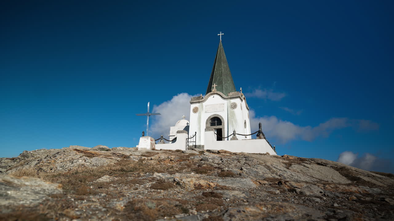 Timelapse Prophet Elias Chapel Mountain Kaimaktsalan Clear Sunny Day