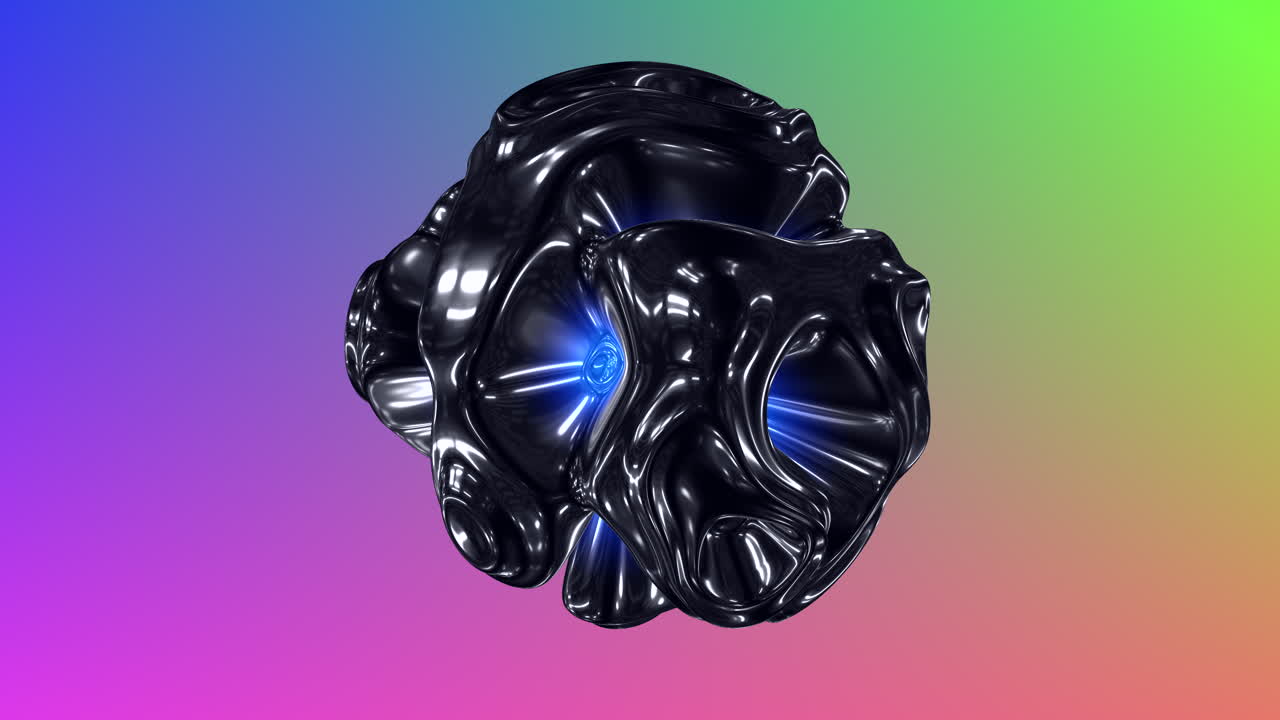 un objeto metálico brillante flota en el espacio en medio de un telón de fondo colorido