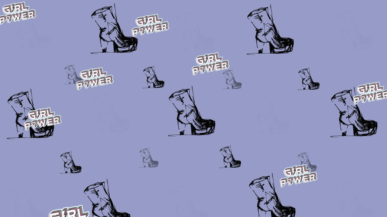 animación de textos de poder de las niñas sobre un fondo púrpura