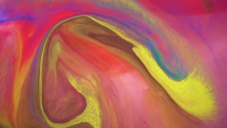 multicolor abstract background based on pink, blue, yellow, and black paint on water, 4k macro view, interesting colorful background psychedelic