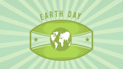 animation of eart day and globe on green background