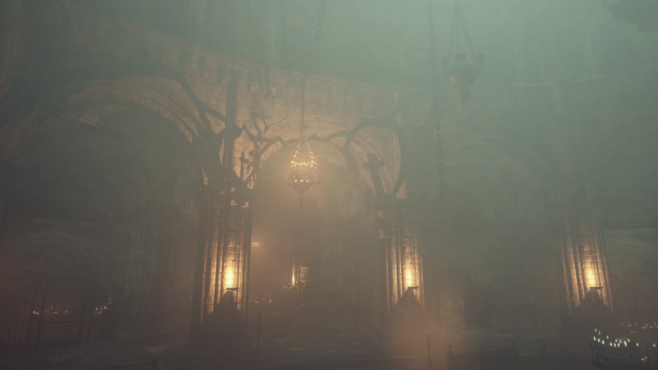 어고 신비로운 고대 사원 내부