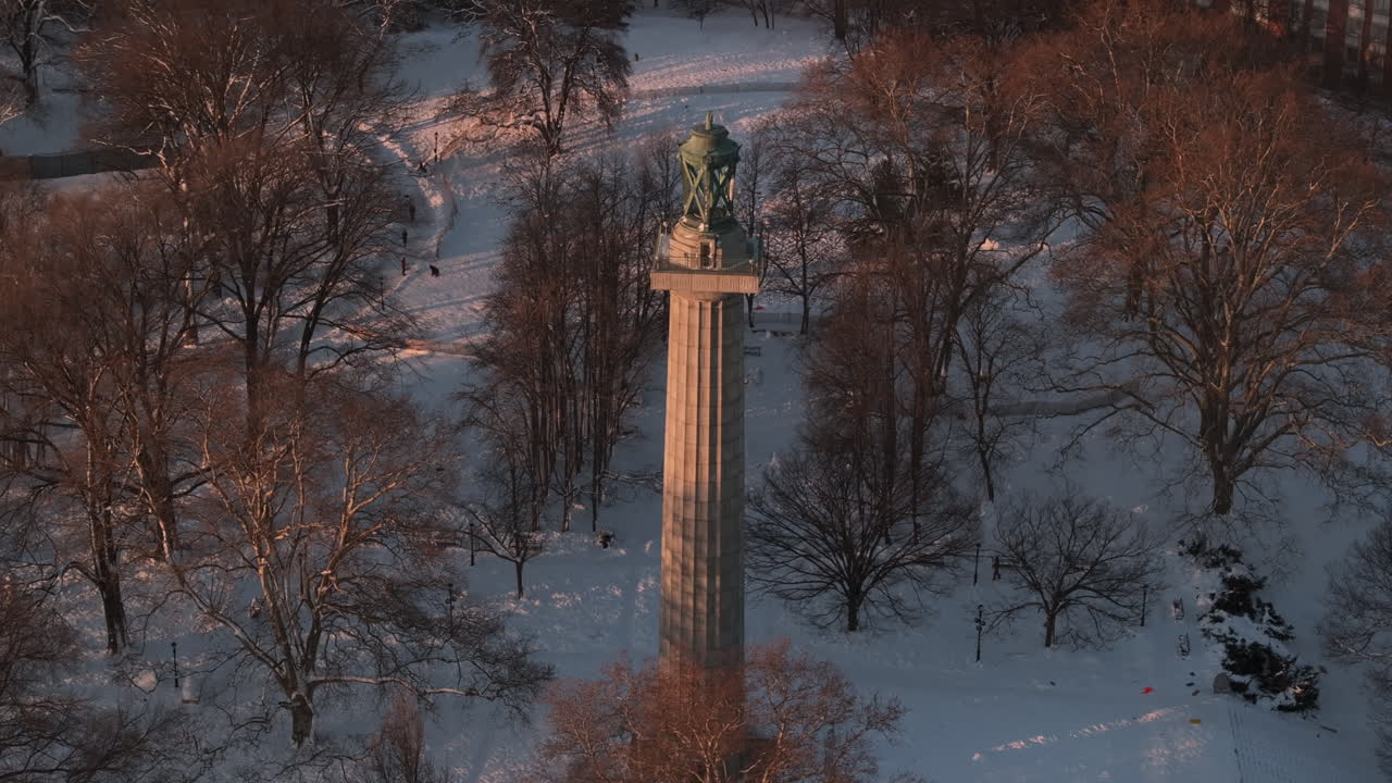 Ilmakuva Fort Greene Parkista talviaamuna. Kuva otettu Brooklynissa, New Yorkissa