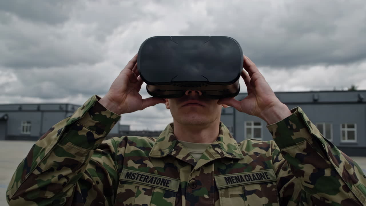 Soldier Wearing VR Headset