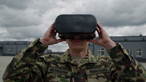 soldier wearing vr headset