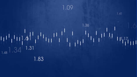 animación del procesamiento de datos financieros sobre un fondo azul