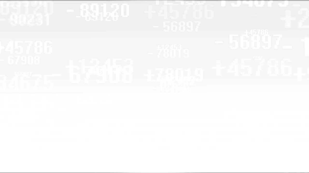 White business seamless looping minimal background with random moving numbers.