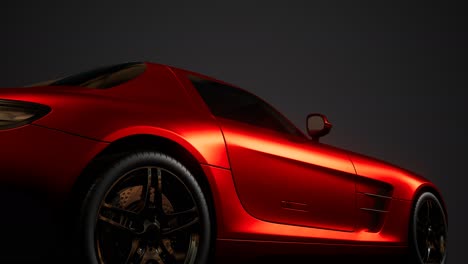 luxury sport car in dark studio with bright lights