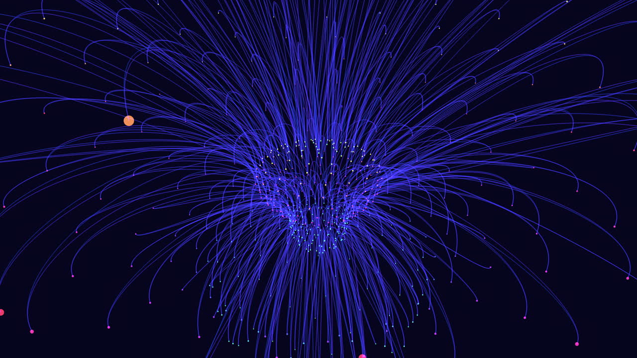 Motion blue futuristic lines with dots in dark space