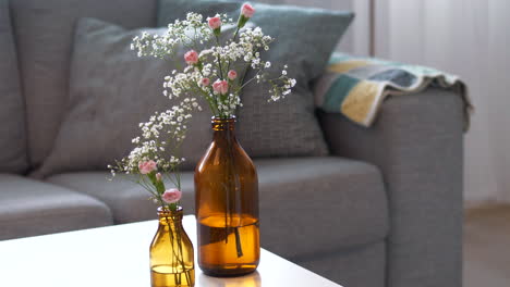 flowers in living room decoration, scandinavian interior design