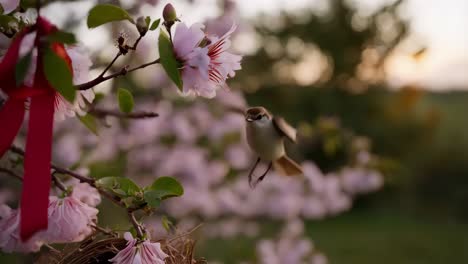 bird in cherry blossom tree