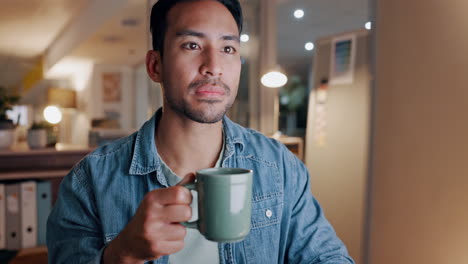 coffee, night and businessman working