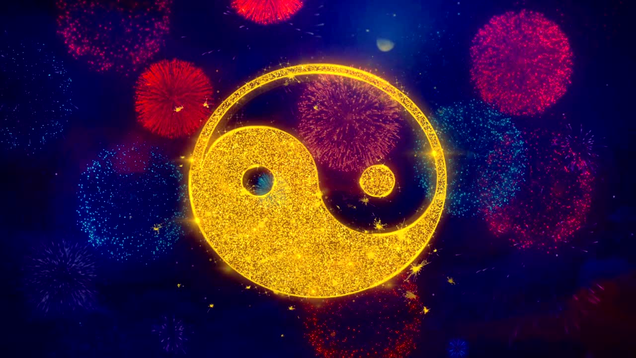 양양 불교의 상징은 다채로운 불꽃놀이 입자입니다.