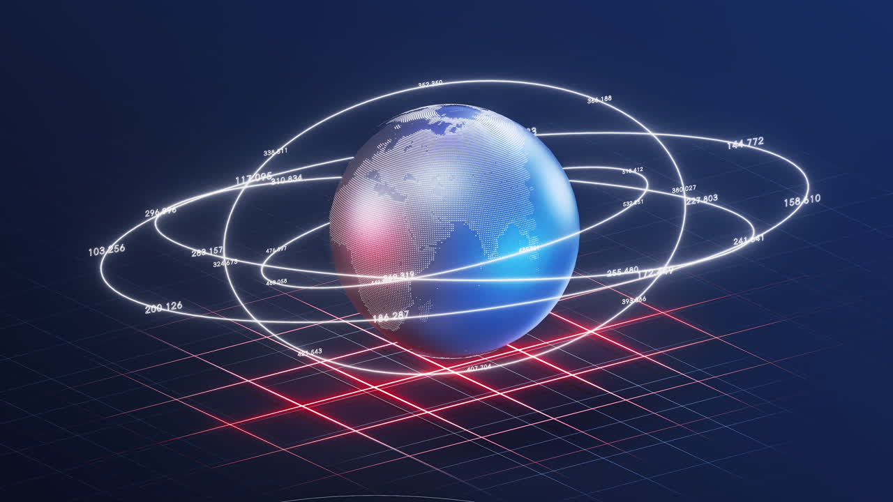 지구의 루프 회전, 디지털 라인, 3d 렌더링