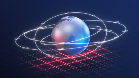 loop rotation of the earth with digital lines, 3d rendering.