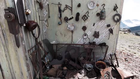 abandoned house with rusty wall decor