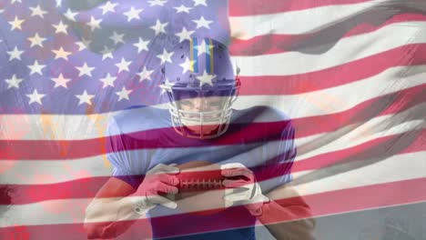 animation of usa flag over american football player