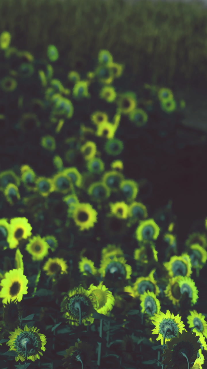 Sunflowers in a field during daytime with bright colors and many blooms