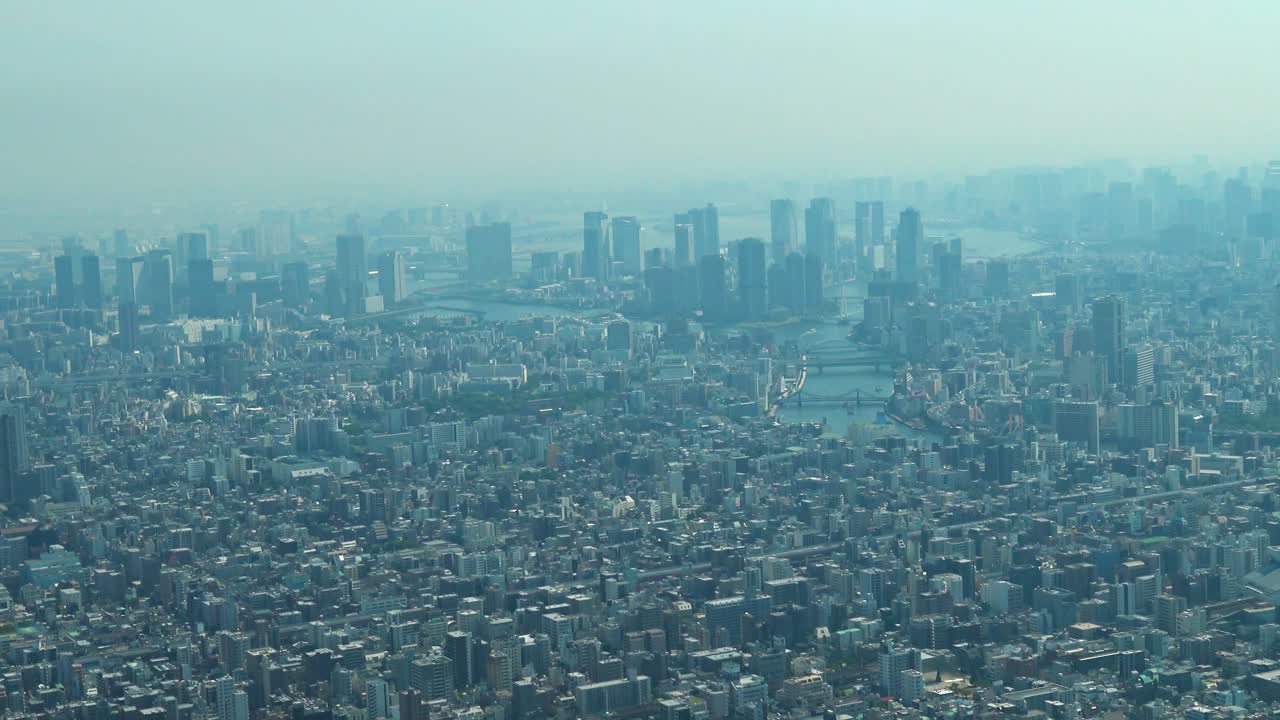 스카이트리 타워에서 스카이라인이 있는 도쿄의 조감도