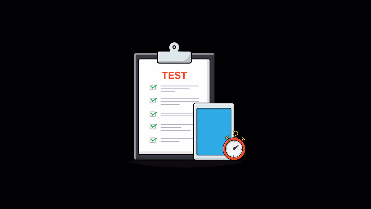 Digital Test Checklist Completion with Stopwatch Animation