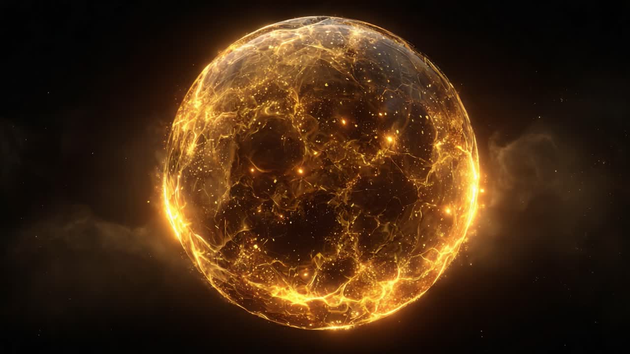 Una sfera celestiale radiosa che illumina il cosmo con energia luminosa e modelli dinamici, catturando l'essenza della meraviglia cosmica e dell'infinito mistero