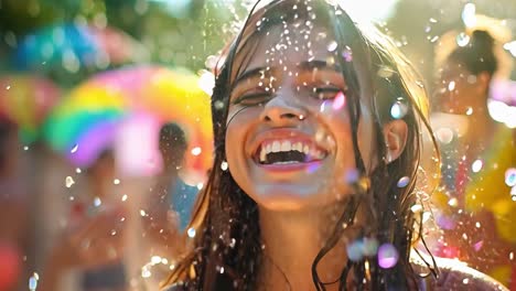 joyful woman celebrating in sunlight