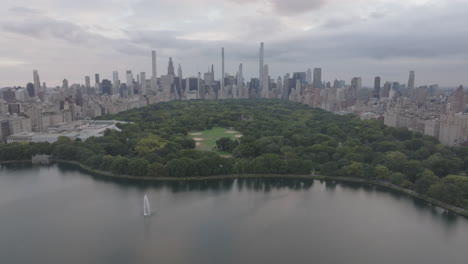 aerial view of central park on an overcast day. shot on manhattan’s upper west side.