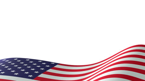 animation of waving united states of america flag, bottom with white copy space above