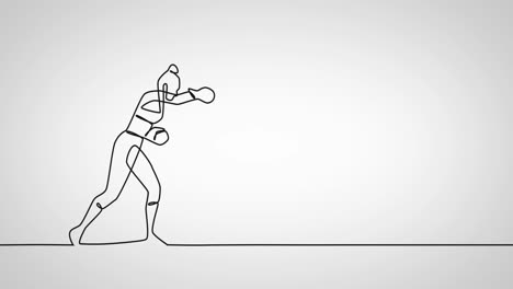 animación de dibujo de una boxeadora golpeando sobre un fondo blanco.