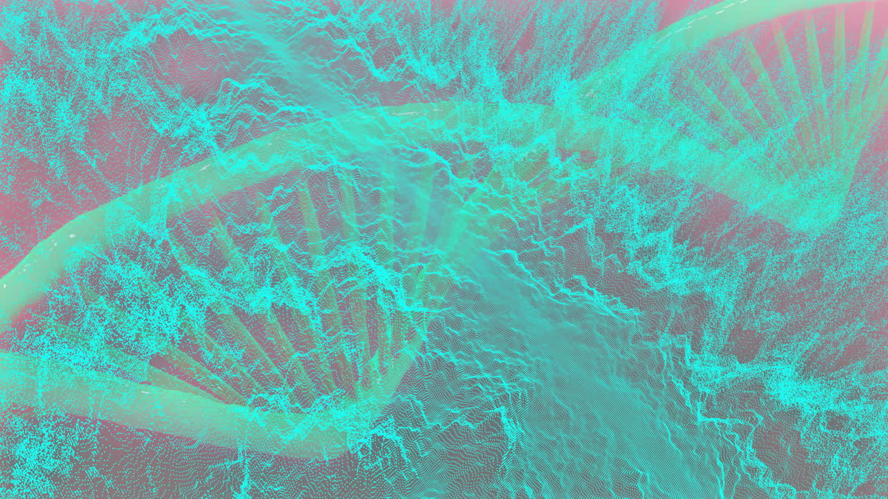 cadenas de adn y ondas eléctricas, animación de procesamiento de datos científicos